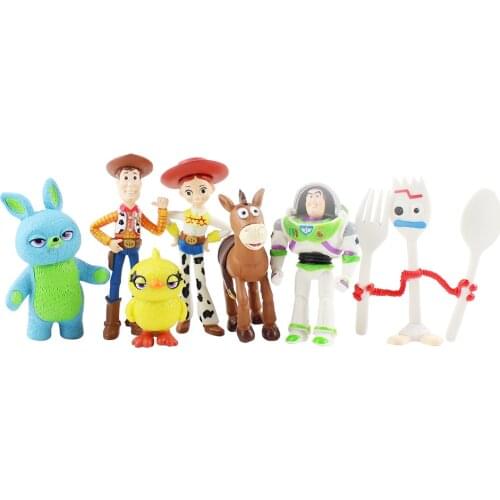 7.5cm 7pcs/Lot Toy Story 4 Buzz Lightyear Forky Pig Bear Jessie Duck Model Doll Figurine PVC Action Figure Toys