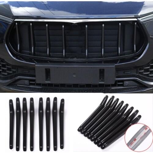 8 PCS Carbon Front Central Grill Grille Decoration Strips For Maserati Levante