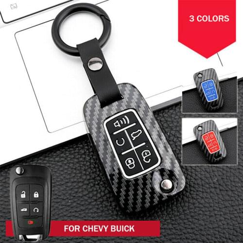 Carbon Fiber ABS Car Key Fob Case Cover Bag Holder For Chevrolet Camaro Cruze Equinox Malibu For GMC Terrain For Buick Verano