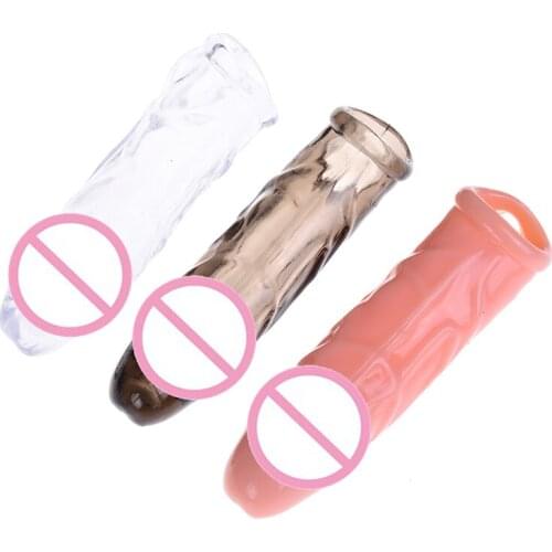 Big Dildo Silicone Delay Ejaculation Products Soft Penis Sleeve Penis Extender Condom Sex Toys,men Reusable Cock Ring Sleeve