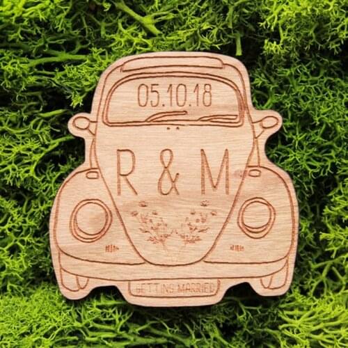 Rustic Beetle Save the Date,Wood Save the date magnets, Wedding Souvenirs Decoration, Personalized Magnet Wedding Favors