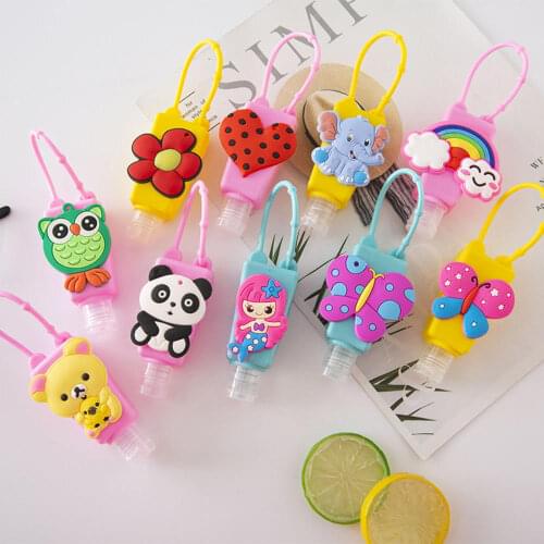30ML Cute Cartoon Animals Food Silicone Mini Hand Sanitizer Holder Travel Portable Gel Holder Hangable Liquid Dispenser Containe