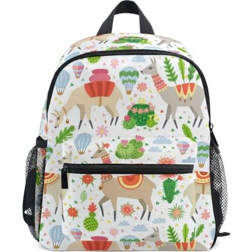 Children Orthopedic School Bag for Kids girls Kawaii Llama And Cactus Backpack Satchel Mochila Infantil Primary School Backpacks