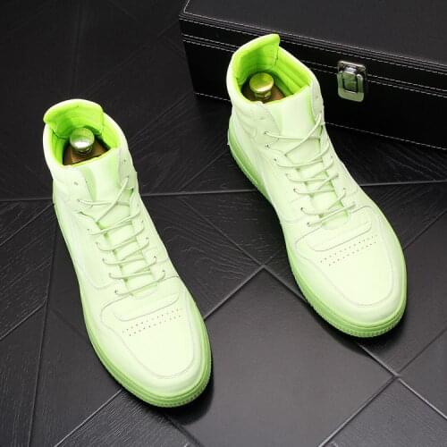 ERRFC British Mens Fashion Leisure Shoes High Top Flat Platform Casual Comfort Shoes Man White Short Ankle Hip Hop Zapatos 43