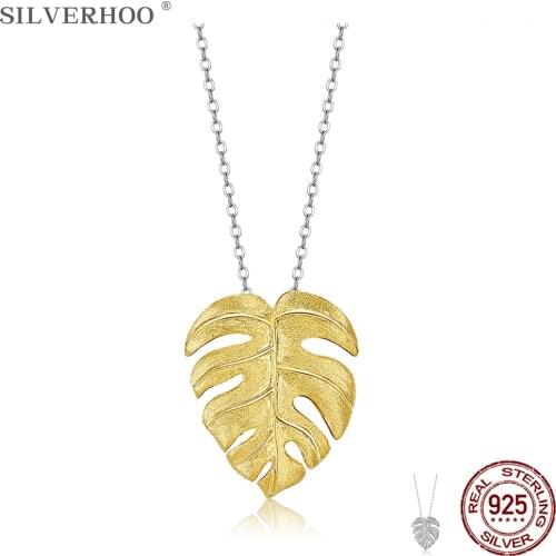 SILVERHOO S925 Sterling Silver Women Necklace Maple Leaf Pendant Necklaces Vintage Design Fine Jewelry New Arrival Festival Gift