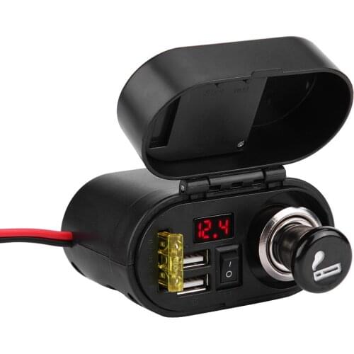 Quality Motorcycle Dual USB Phone GPS Charger Adapter Cigarette Lighter Socket Suitable For Motorcycle Electric Bike Scooter