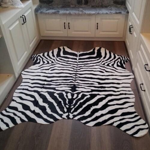 White Tiger/Zebra Fur Faux Artificial Sheepskin Carpet Washable Pad Fluffy Rugs Hairy Wool Soft Warm Carpets Mat For Living Room