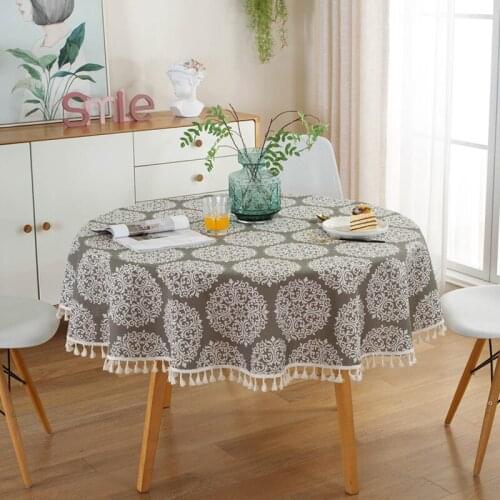 Polyester cotton round tablecloth colored cotton linen printed linen tablecloth tablecloth