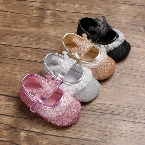 Lace crown princess baby cute girl cotton sequins baby soft silicone non-slip soles fashion popular toddler toddler shoes