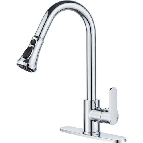 Kitchen Sink Faucet with Pull Down Sprayer Commercial Modern Single Level Multifunctional Pull Out Faucet for Kitchen