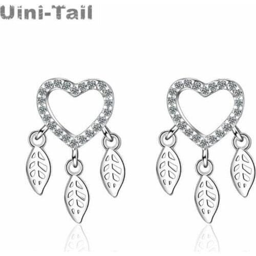 Uini-Tail hot new 925 sterling silver dream catcher heart-shaped micro-set earrings female Korean small fresh delicate earrings