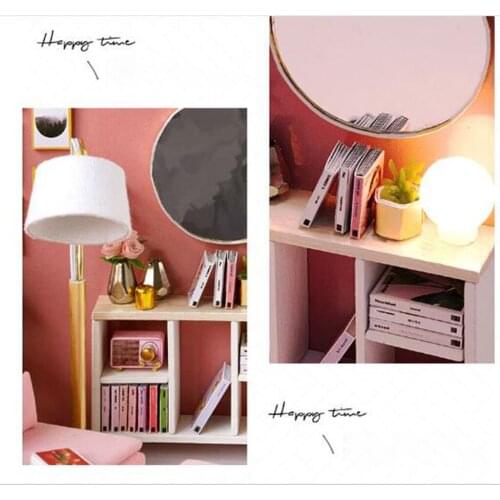 Miniature Dollhouse Model DIY Kit w Furniture Light Accessories Reading Room