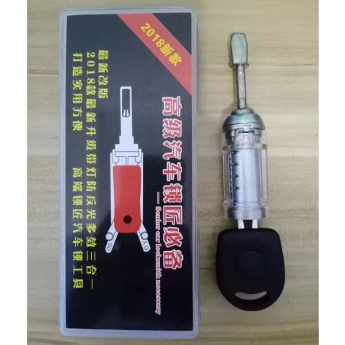 NEW Arrival Practice Lock for VW with High Quality Locksmith Tools 3 IN 1 HU66 Decoder With Light