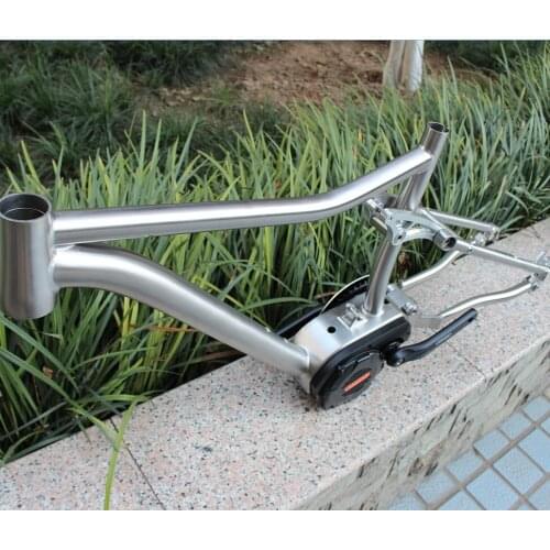 New designed titanium suspension bike frame with bafang bridge /Pinion gear box/electric case