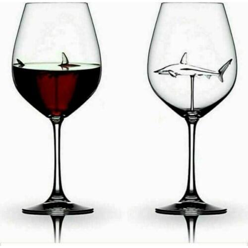 New Creative Shark Wine Glass Goblet Whiskey Glass Dinner Decorate Crystal For Party Flutes Glass Cups Kitchen Drinking Tools