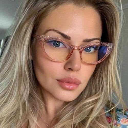 2020 New Anti Blue Light Glasses Cat Eye Computer Glasses Men Women Super Light Frame Eyeglasses Pink Blue Clear Spectacles