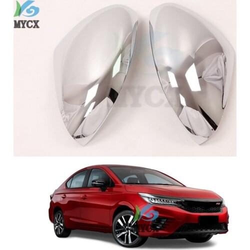 FIT For Honda city 2020 2021 2pcs CHROME SIDE DOOR MIRROR COVER REAR VIEW TRIM BEZEL CAP OVERLAY GARNISH MOLDING