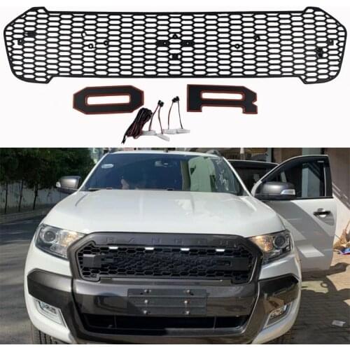 Fit for RANGER 2018-2019 T8 Racing Grille Modified Grill Front Bumper Mesh WILDTRAK Pickup with led