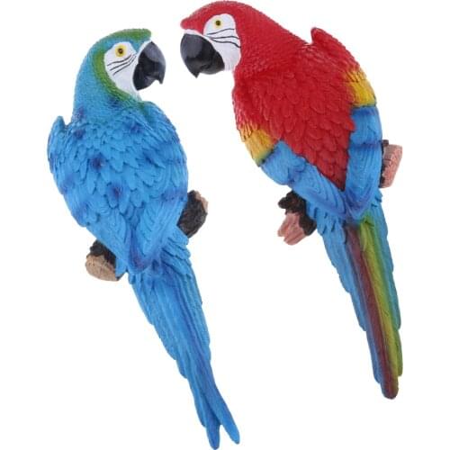 2Pcs Resin Artificial Parrot Statue Animal Figurine Birds for Indoor Outdoor Garden Lawn Yard Decorations Housewarming Gift