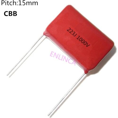 5pcs/lot 22NF 22000PF 223J 1000V P15MM 15MM pitch DIP CBB Polypropylene film capacitor