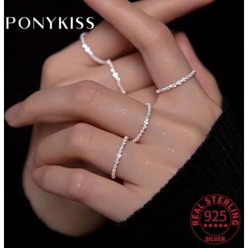 PONYKISS Romantic S925 Sterling Silver Cross Gypsophila Ring for Women Party Fine Jewelry Components Accessory girl Gift