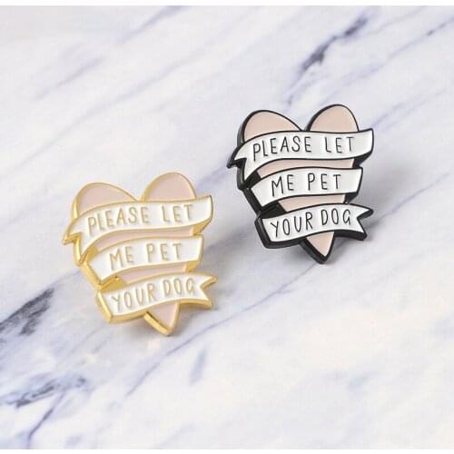 Pink Heart Banner Pet Dog Pins Badges Enamel Lapel Pins Brooches Gift for Dog Lover Pet Lover Dog Girl Jewelry Gifts Wholesale