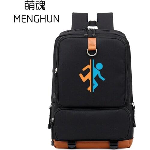 Portal Gamer Black Nylon School Backpack Travel Casual Bag
