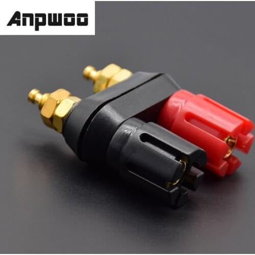 ANPWOO Plugs Couple Terminals Dual 4mm Banana Plug Jack Socket Double hexagon Binding Post Red Black Connector Amplifier DX25