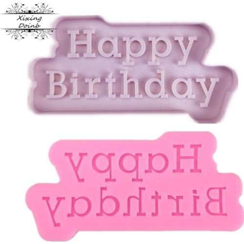 DIY happy birthday English letter silica gel mold birthday cake decoration tool chocolate mold cake mold baking products