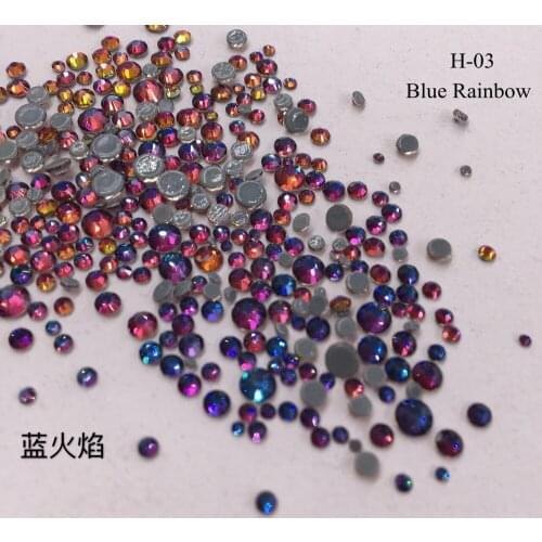 100pcs/bag Cute New AB Color Mix-Sizes Round Hotfix Flatback Crystal Nail Rhinestone Mix of Different Sizes
