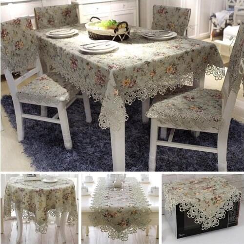 Floral Embroidered Lace Table Cloth Table Cover Table Runner Dust proof Cover European Style Home Decoration