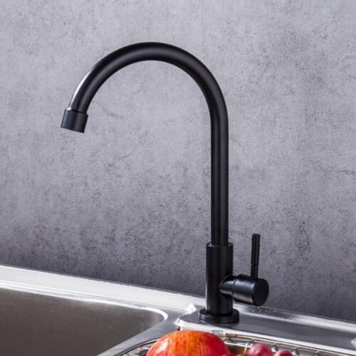 G1/2" High Quality SUS304 Stainless Steel Black Paint Two Styles Kitchen Sink Swivel Faucet Single Handle Single Cold Faucet