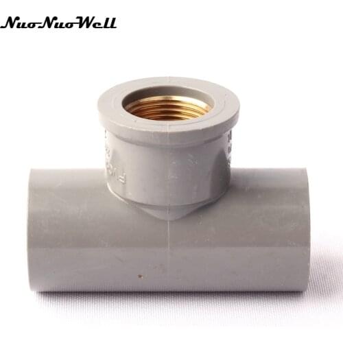 G 3/4'' Copper Female Thread Tee 32mm PVC Pipe Connectors Thicken Corrosion Resistance Drinking Water Pipe Irrigation Tee Tools