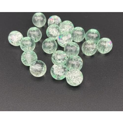 Light Green Cracked Glass Beads Natural Stone Round Loose Beads for Jewelry Making Accessories 8mm Necklace Bracelet DIY