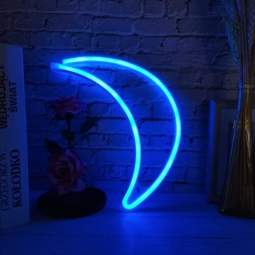 LED Neon Night Light Moon Shape USB Led Neon Sign Wall Light for Bedroom Party Wedding Decoration with USB