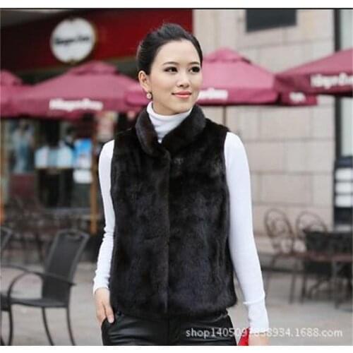 2018 New Rabbit short coat lady warm autumn winter fashion women faux fur collar jacket Slim black white waistcoat female vest