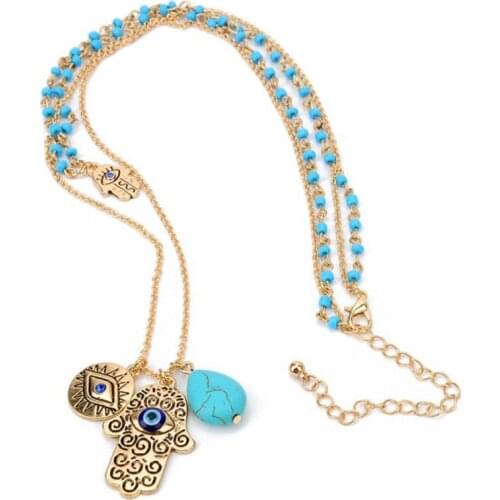 12Pcs/lot Protection Pendant Devil Eye Necklace for Women Hand Charms