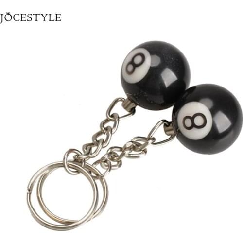 2 Pcs Billiard Pool Keychain Key Ring Snooker Table Ball Key Ring Gift Lucky NO.8 Keychain 25mm Keychain Key Ring