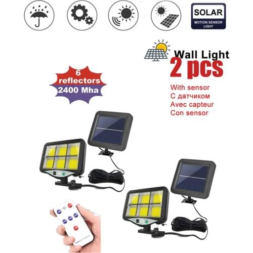 2pcs seperable 120LED Solar Light Solar Lamp PIR Motion Sensor Spotlight Waterproof Outdoor Adjustable Angle Lights For Garden W