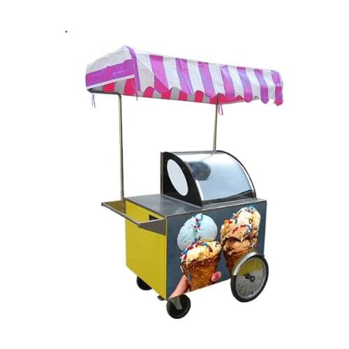 2020 Fashion Italian Ice Cream Cart Mobile Push Popsicle Showcase Freezers Vending Cart For Outdoor