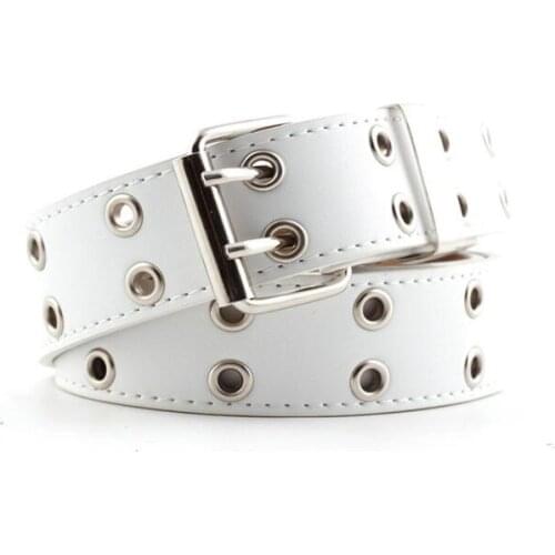 2021 Double row pin buckle Fashion Alloy MEN women belt Belt Chain luxury for PU Leather New style Pin Buckle jeans Decorative