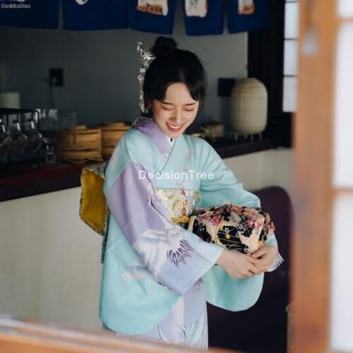 2021 japanese kimono traditional dress cosplay female yukata women haori japan geisha costume kimonos woman bathrobe