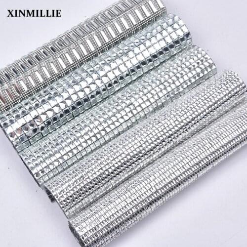 24*40cm Glass Rhinestone Mesh Applique Crystal Square Rectangle Strass Hotfix Self Adhesive Wedding Dress Decoration Car Sticker