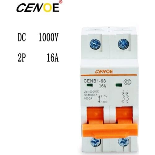 2p 1000V DC 16A high quality dc solar breaker miniature circuit breaker 16a overload protector safety breaker DC breaker