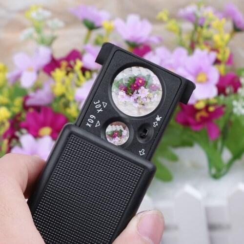 30x 60x Magnifier LED Portable Magnifying Jeweler Microscope Currency Detector