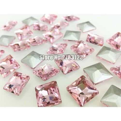 8mm/10mm/12mm/14mm 50pcs Pink Square shape pointback loose rhinestones,nail airt Mobile decoration DIY Clothing accessories