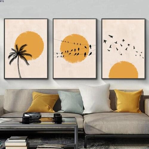Canvas Painting Abstract Poster Winter Morning Sun Tree Nordic Print Scandinavian Wall Picture Artwork Simplicity Home Decor