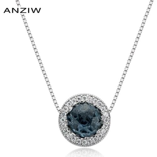 ANZIW 925 Sterling Silver Charms Ocean Heart Silver Multicolor Cat Eye Pendants Charms Bracelet Girl Women DIY Jewelry Gift
