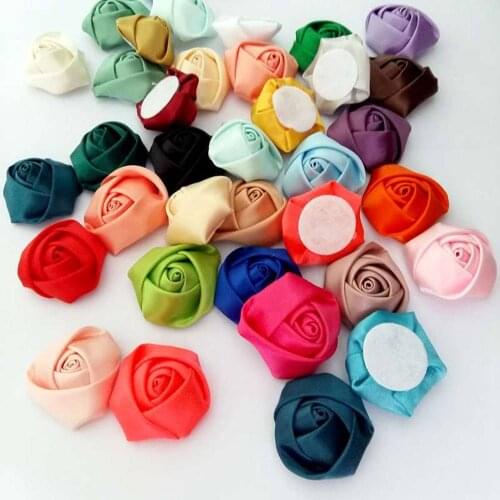 10Pcs/lot 35-40mm Handmade DIA Fabric Satin Rose Flowers Artificial Flower DIY For Bridal Bridesmaid Wedding Bouquet Accessoires