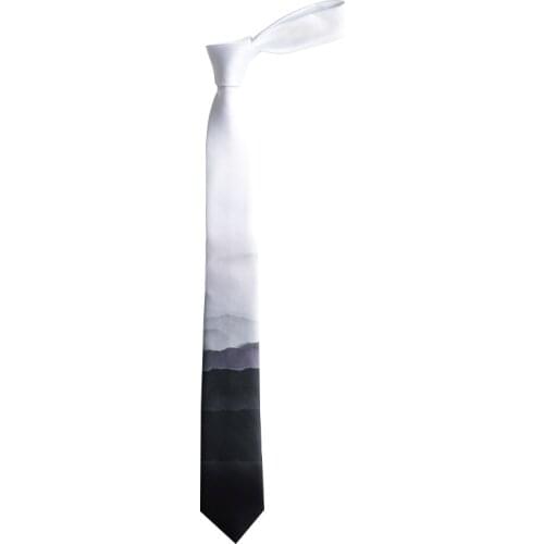 Free shipping New Mens male female Original design smoke rain 6cm printing narrow tie gradient landscape Chinese style necktie